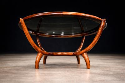 Giuseppe Scapinelli Round Coffee Table in Caviuna Wood Glass by Giuseppe Scapinelli Lot 853A