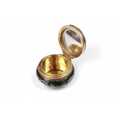 Gold And Enamel Powder Compact By Violettes Paris France Paris Circa 1860