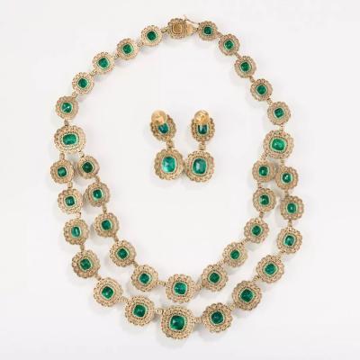 Gold Emerald And Diamond Parure In The Late Empire Style