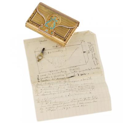 Gold Musical Snuff Box With Lyre Jean George Remond Co Geneva Switzerland
