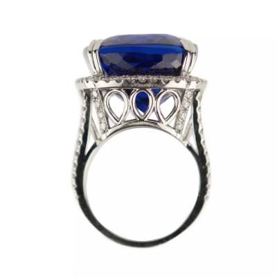 Gold Ring With Tanzanite And Diamonds 21st Century