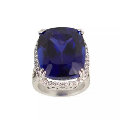Gold Ring With Tanzanite And Diamonds 21st Century