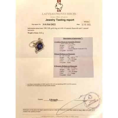 Gold Ring With Tanzanite And Diamonds 21st Century