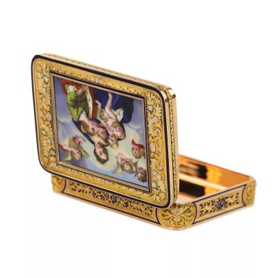 Gold Snuffbox With Miniature Sainte Anne Trinitaire 