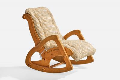 Gordon L Kyle Rocking Chair With Ottoman in Wood and Fabric USA 1978
