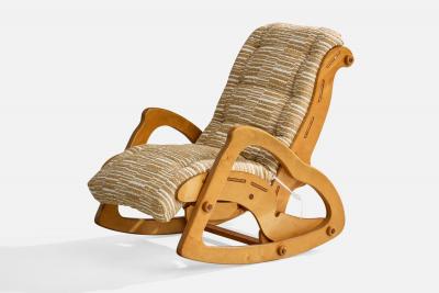Gordon L Kyle Rocking Chair With Ottoman in Wood and Fabric USA 1978