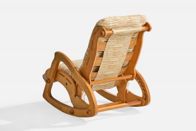 Gordon L Kyle Rocking Chair With Ottoman in Wood and Fabric USA 1978