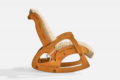 Gordon L Kyle Rocking Chair With Ottoman in Wood and Fabric USA 1978