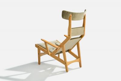 Gosta Berg Stenevik Eriksson Lounge Chair with Wood and Velvet Sweden 1967