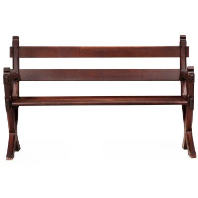 Gothic Revival Carved Walnut Settee Bench United States circa 1890