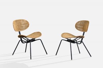 Grassi Conti and Forlani Side Chairs with Metal and Steel Italy 1950s