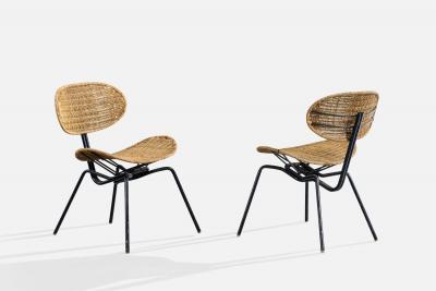 Grassi Conti and Forlani Side Chairs with Metal and Steel Italy 1950s
