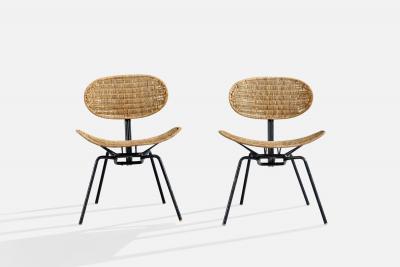 Grassi Conti and Forlani Side Chairs with Metal and Steel Italy 1950s