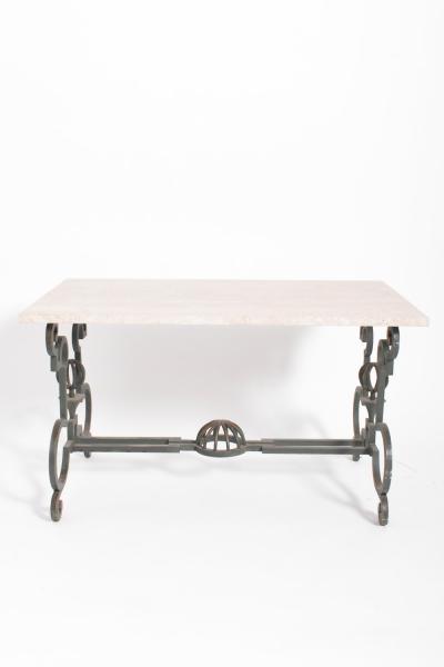 Green hammered iron coffee table 1940s 