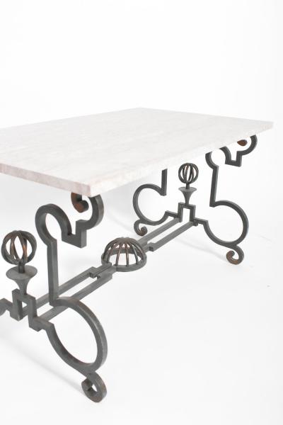 Green hammered iron coffee table 1940s 