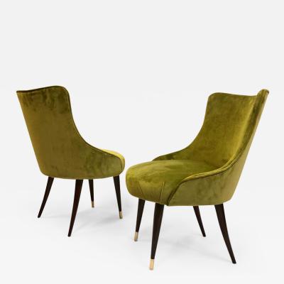 Guglielmo Ulrich Pair of Italian Mid Century Modern Lounge Slipper Chairs by Guglielmo Ulrich
