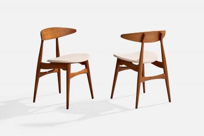 Hans J Wegner Dining Room Chairs with Oak Teak and Fabric Denmark 1960s