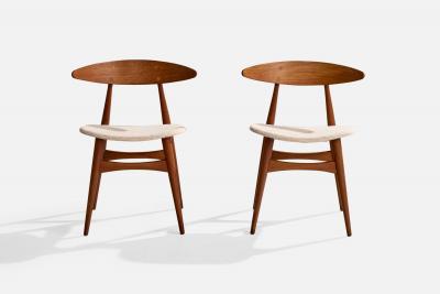 Hans J Wegner Dining Room Chairs with Oak Teak and Fabric Denmark 1960s