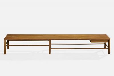 Harvey Probber Large Bench with Mahogany and Brass USA 1960