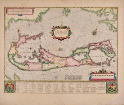 Henricus Hondius Bermuda An Early 17th Century Hand colored Map by Henricus Hondius