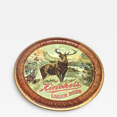 Hinkels Lager Beer Tin Advertising Tray Albany New York circa 1902
