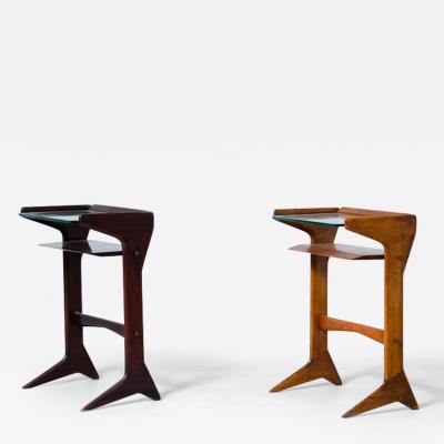 Ico Parisi Pair of wooden bedside tables with ground glass top 