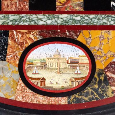 Impressive Chess Table With Precious Roman Mosaic On Carved Legs Italy 