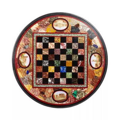 Impressive Chess Table With Precious Roman Mosaic On Carved Legs Italy 