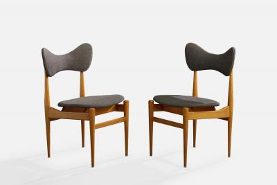 Inge Luciano Rubino Dining Room Chairs with Oak and Fabric Denmark 1960s