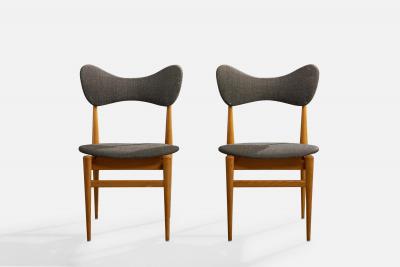 Inge Luciano Rubino Dining Room Chairs with Oak and Fabric Denmark 1960s