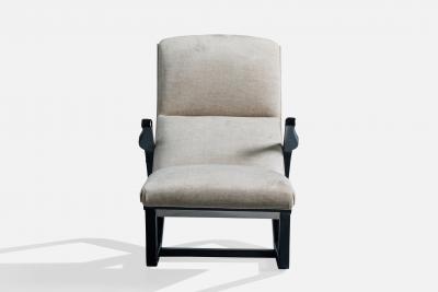 Italian Designer Chaise Longue with Fabric and Wood Italy 1960s