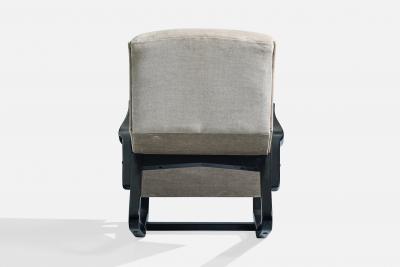 Italian Designer Chaise Longue with Fabric and Wood Italy 1960s