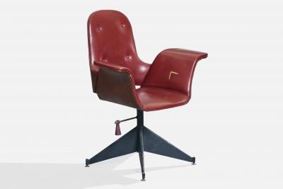 Italian Designer Desk Chair with Metal and Vinyl Italy 1960s