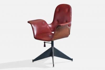 Italian Designer Desk Chair with Metal and Vinyl Italy 1960s