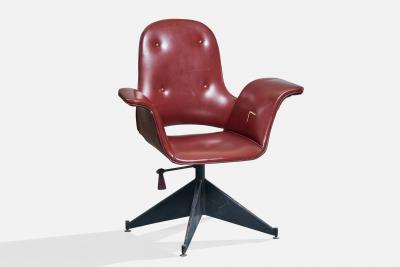Italian Designer Desk Chair with Metal and Vinyl Italy 1960s