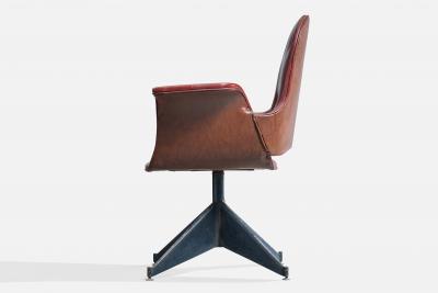 Italian Designer Desk Chair with Metal and Vinyl Italy 1960s