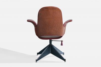 Italian Designer Desk Chair with Metal and Vinyl Italy 1960s