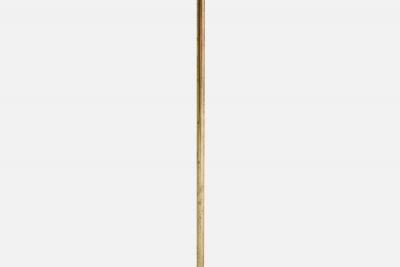 Italian Designer Floor Lamp with Brass Marble and Fabric Italy 1950s