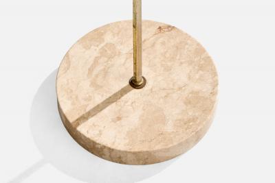 Italian Designer Floor Lamp with Brass Marble and Fabric Italy 1950s
