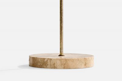 Italian Designer Floor Lamp with Brass Marble and Fabric Italy 1950s