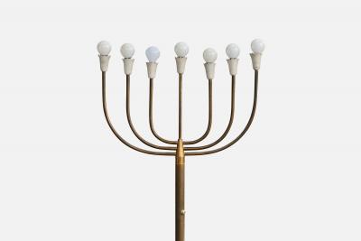 Italian Designer Floor Lamp with Brass Marble and Metal Italy 1950s