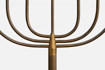 Italian Designer Floor Lamp with Brass Marble and Metal Italy 1950s