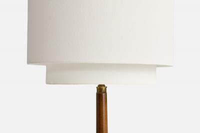 Italian Designer Floor Lamp with Brass Wood and Fabric Italy 1940s
