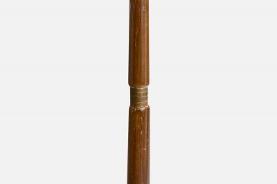 Italian Designer Floor Lamp with Brass Wood and Fabric Italy 1940s