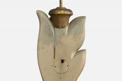 Italian Designer Floor Lamp with Wood Brass Mirror and Fabric Italy