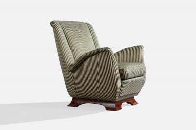 Italian Designer Lounge Chairs with Fabric and Wood Italy 1940s