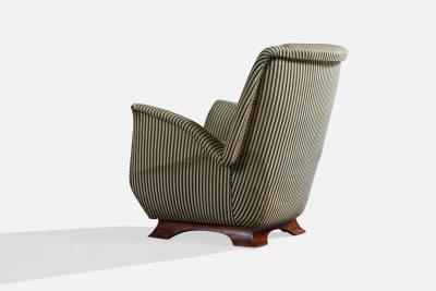Italian Designer Lounge Chairs with Fabric and Wood Italy 1940s