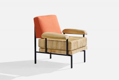 Italian Designer Lounge Chairs with Metal and Fabric Italy 1960s