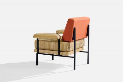 Italian Designer Lounge Chairs with Metal and Fabric Italy 1960s