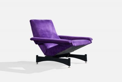 Italian Designer Lounge Chairs with Velvet Metal and Brass Italy 1960s